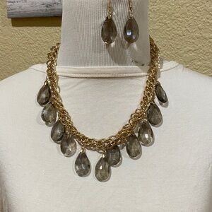 Gold Chain Necklace with Silver Teardrop Accents